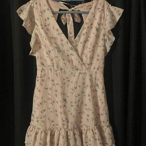 Floral Ruffle Dress with Tie Back